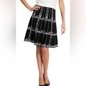 Nic + Zoe Black & White A-Line Knit Mini Skirt Womens Sz M Stretch Career Preppy